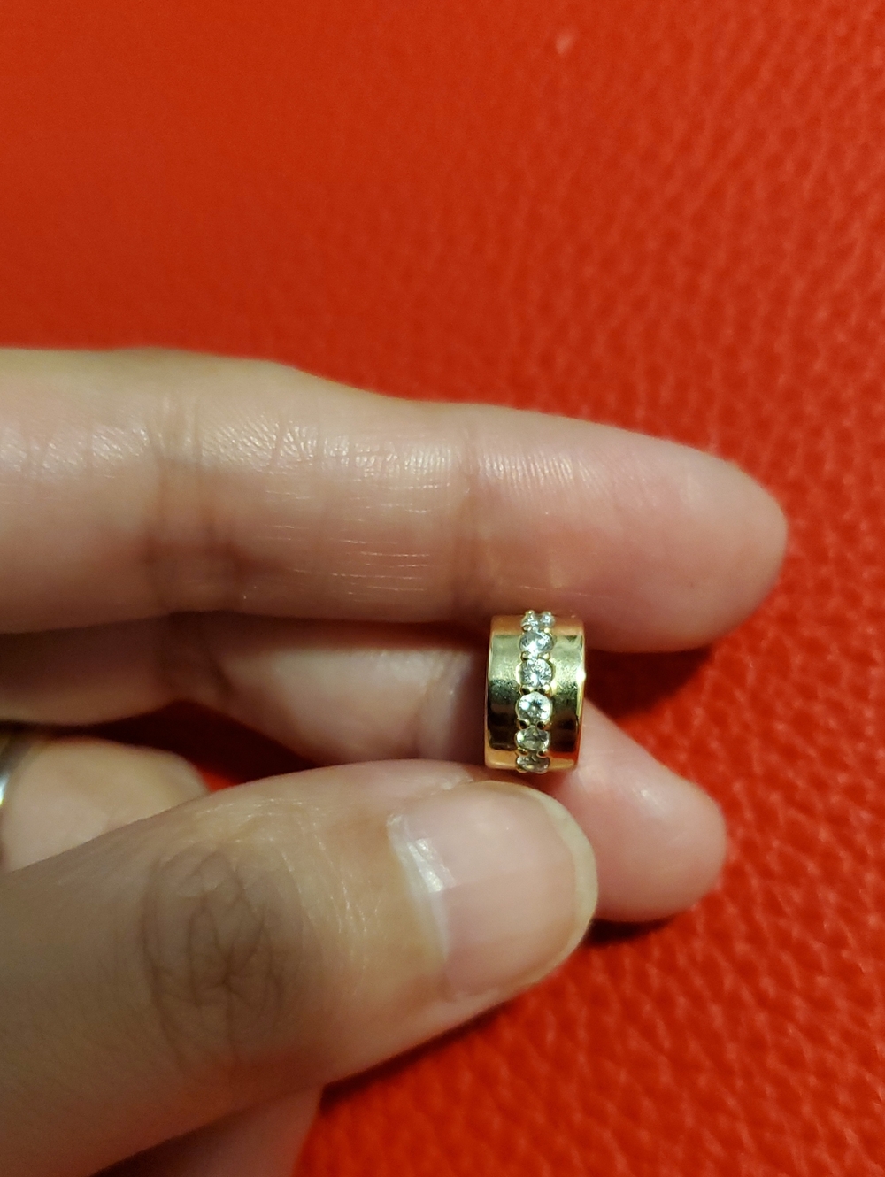 Pandora 14k Solid Gold Charm Bead with Clear Crystal Row